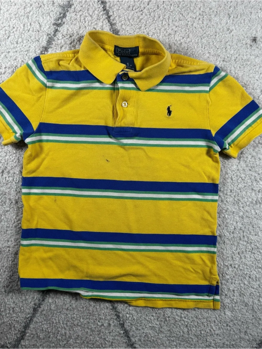 Ralph Lauren Yellow Polo with Blue and Green Stripes